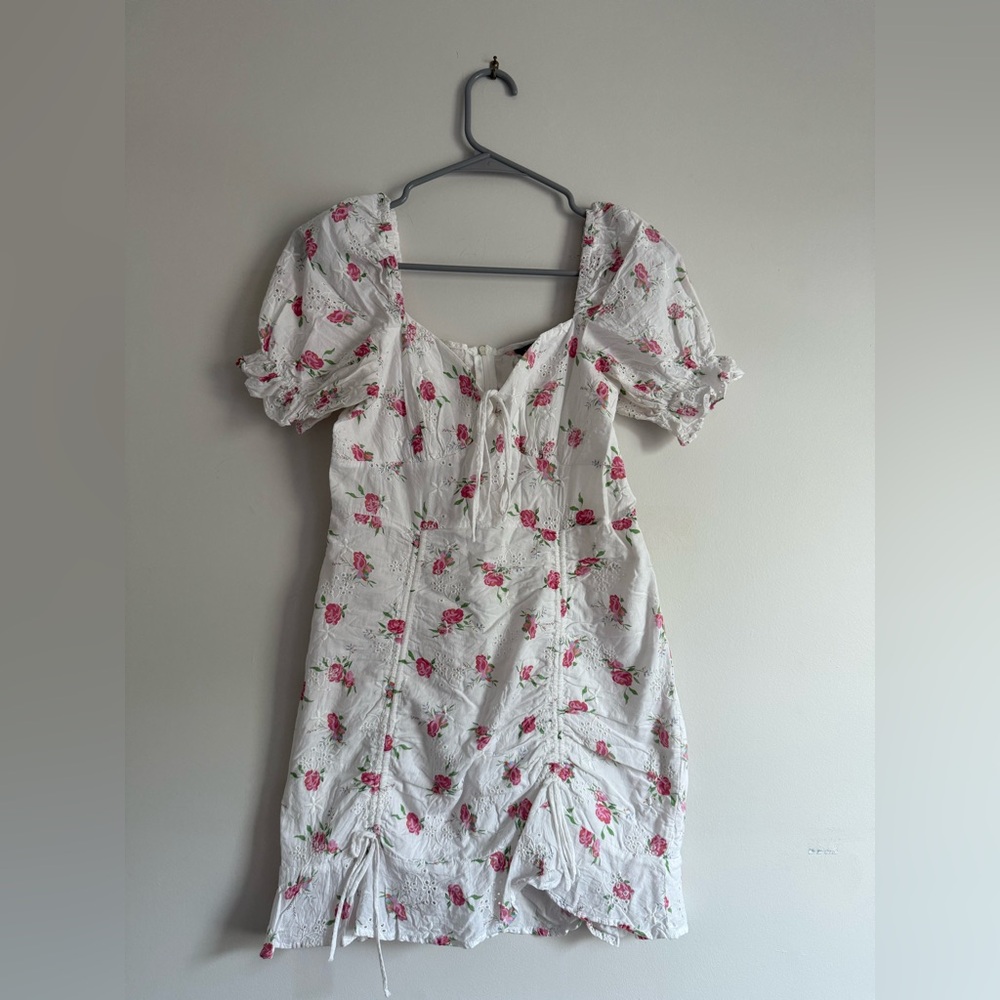 SHEIN White Ruched Mini Sundress Square Neck